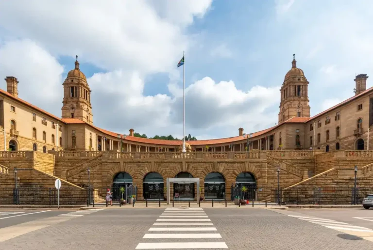 The Union Buildings in Pretoria with the South African flag, South Africa