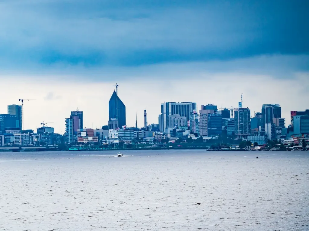 Office towers of the Plateau district on the lagoon waterfront, Abidjan, Ivory Coast
