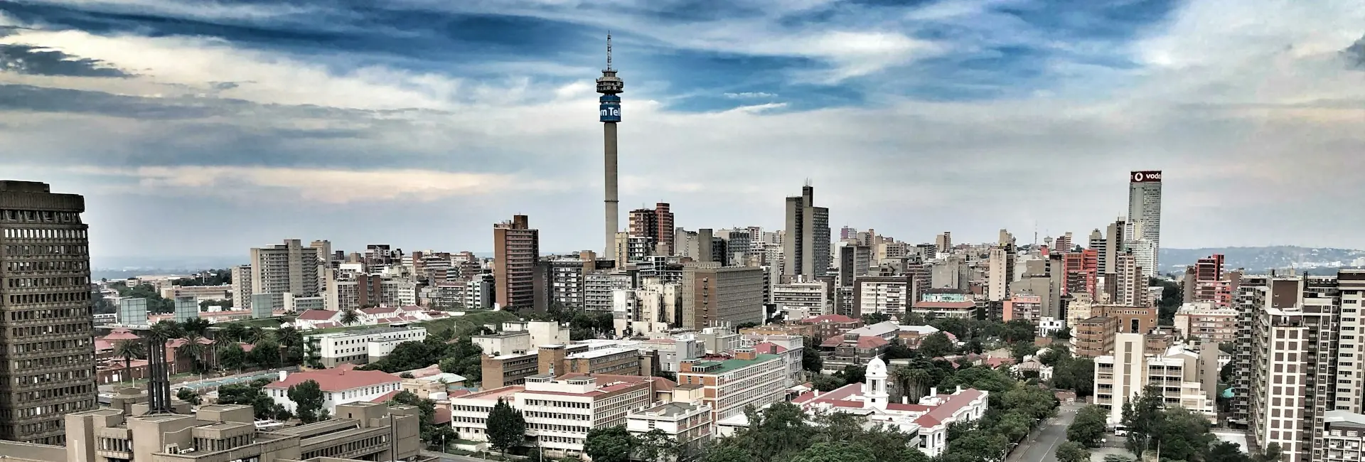 Johannesburg skyline with the Hillbrow Tower and the high-rises of the inner city, South Africa