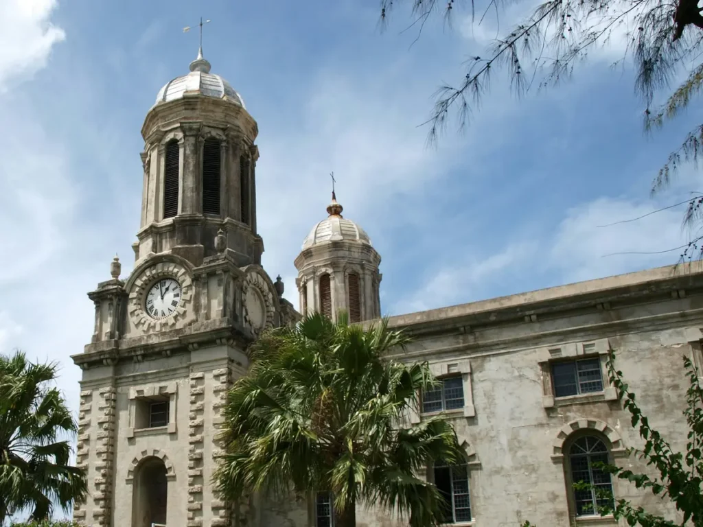 The twin towers of St. John's Cathedral, St. John's, Antigua and Barbuda